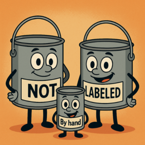 Un dessin animé de pots de peinture