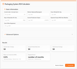 Image of Link Pack's Packaging Machinery ROI Calculator tool