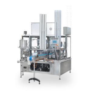 Vue de face de la remplisseuse compacte de pots Serac NEO