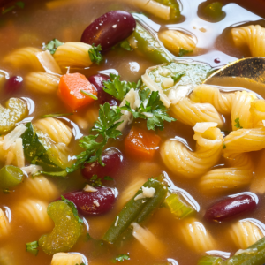 Image of soup requiring leek-through rigin containers