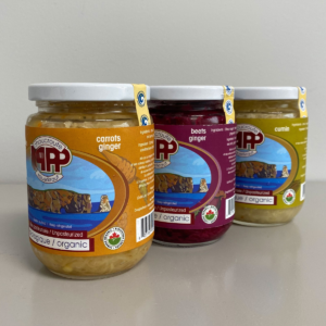 Tamper evident labeled jars of lacto-fermented vegetables