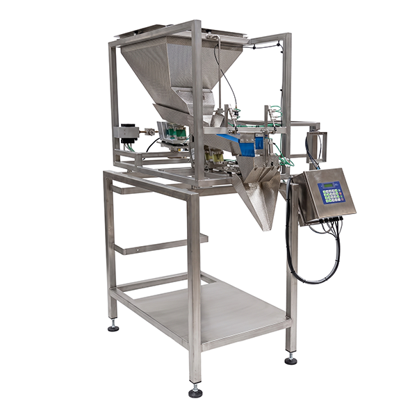 Actionpac ME1095CSDW Stainless Steel USDA washdown net weight filler with spreader feeder and stainless steel stand — in stock at Link Pack